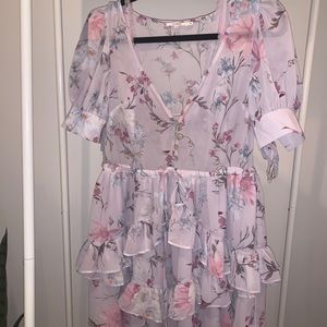 Pink floral ruffle dress